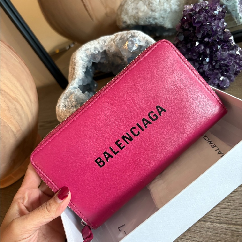 Balenciaga Pink Calfskin Continental Wallet